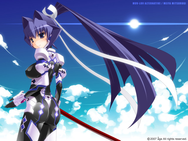 Anime sword girl clouds sky free wallpaper - medium preview image