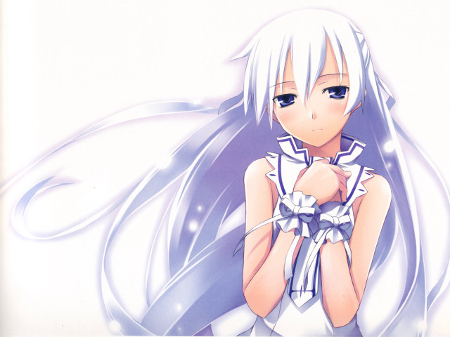 Anime girl white hair blue #7 free wallpaper - medium preview image