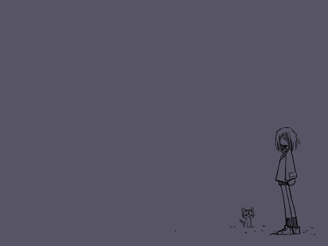 Person cat greyscale lineart illustration free wallpaper - medium preview image