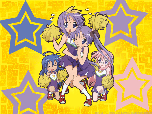 Anime girls starry background yellow free wallpaper - medium preview image