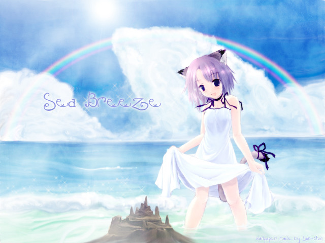 Girl rainbow ocean anime dress free wallpaper - medium preview image