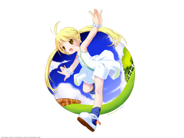 Girl flying white dress yayoi free wallpaper - medium preview image