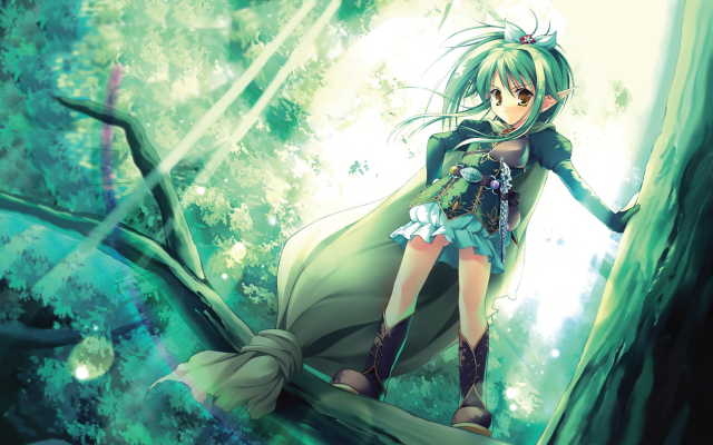 Forest elf girl sword moon free wallpaper - medium preview image