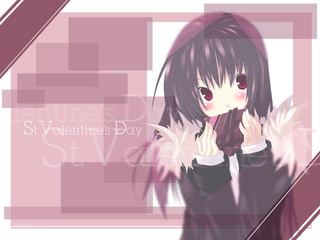Girl red eyes holding gift free wallpaper - medium preview image
