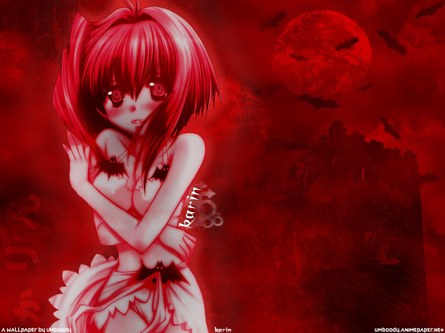 Red haired girl yandere moon free wallpaper - medium preview image