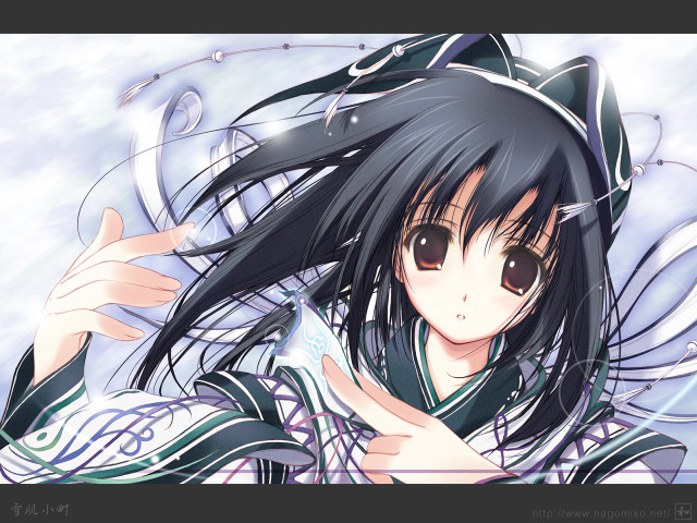 Anime girl black hair blue #12 free wallpaper - medium preview image