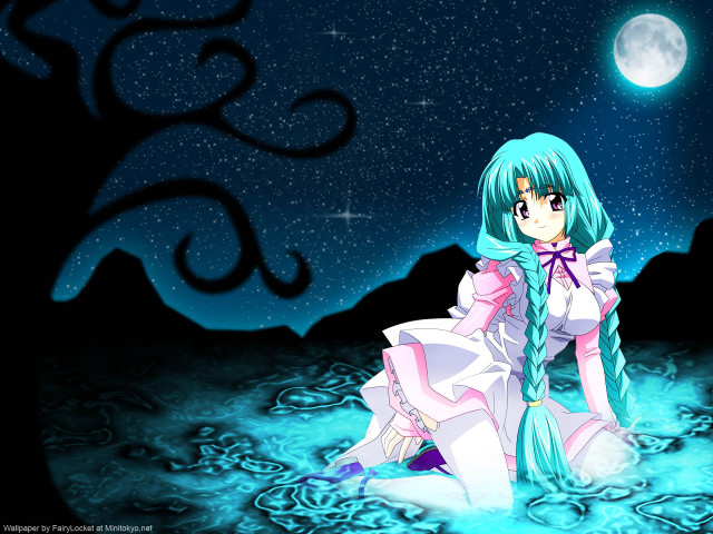 Moonlight girl starry sky astronaut free wallpaper - medium preview image