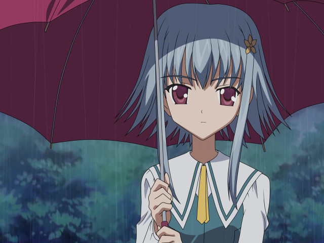Girl yellow tie umbrella rain free wallpaper - medium preview image