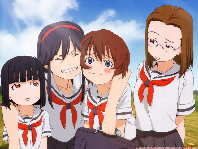 Girls field blue sky school free wallpaper - medium preview image