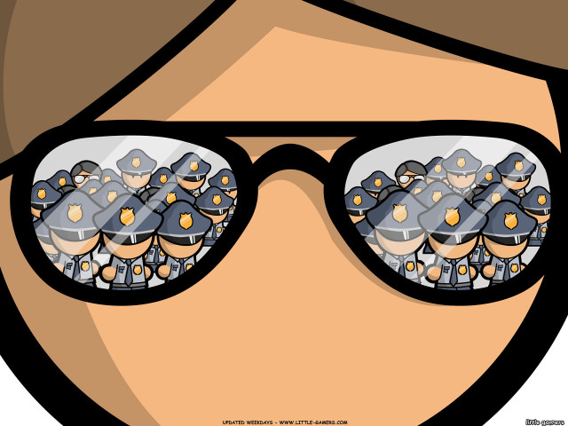 Glasses reflection police cartoon orange free wallpaper - medium preview image