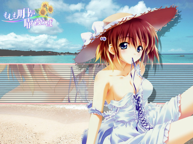 Beach sunhat sunflower dress blueeyes free wallpaper - medium preview image