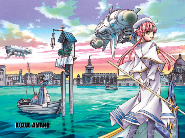 Woman white dress boat city free wallpaper - medium preview image