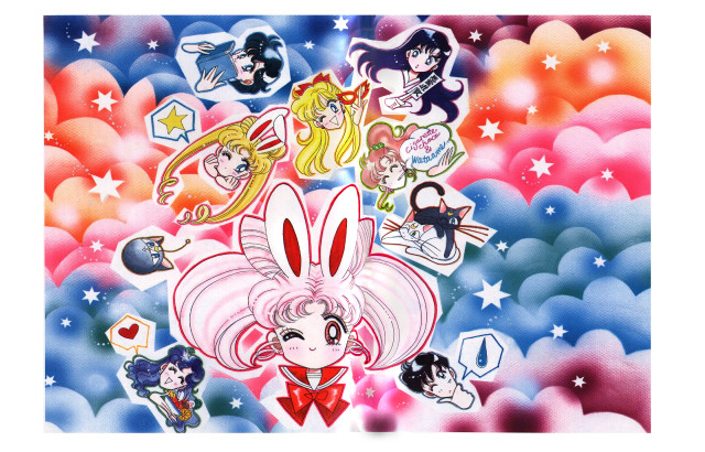 Sailor senshi colorful stars clouds free wallpaper - medium preview image