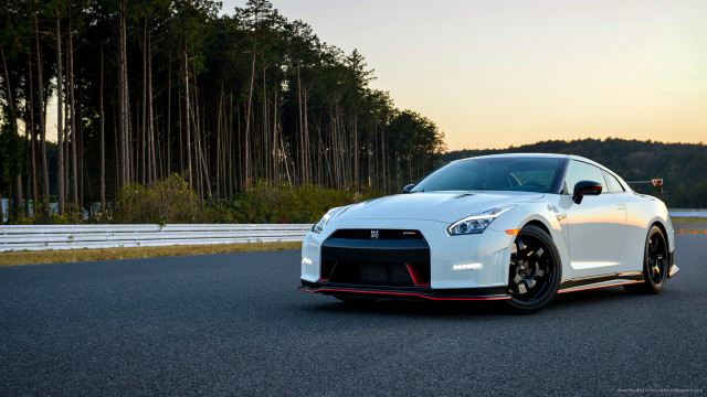 White sports car forest sunset #2 free wallpaper - medium preview image