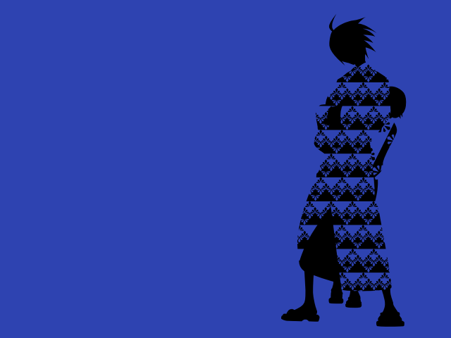 Silhouette kiyomizu portrait blue pattern free wallpaper - medium preview image