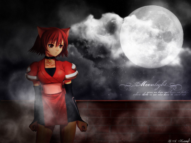 Woman red dress full moon free wallpaper - medium preview image