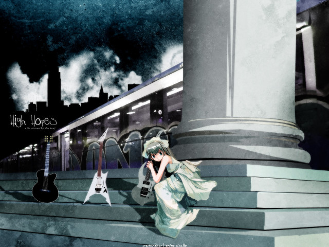 Alice gothic stairs guitar green free wallpaper for desktop - medium preview image