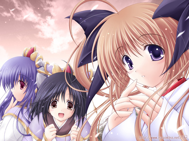 Anime girls kimono sunset ahoge free wallpaper - medium preview image