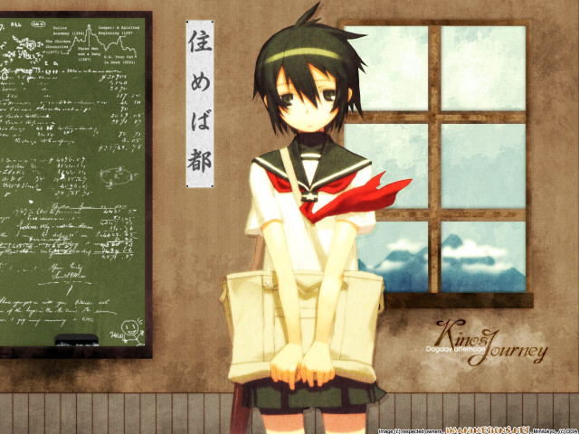 Anime character chalkboard classroom school free wallpaper - medium preview image