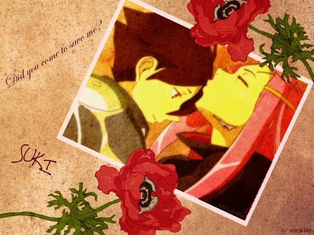 Couple kissing flowers neo romanticism free wallpaper - medium preview image
