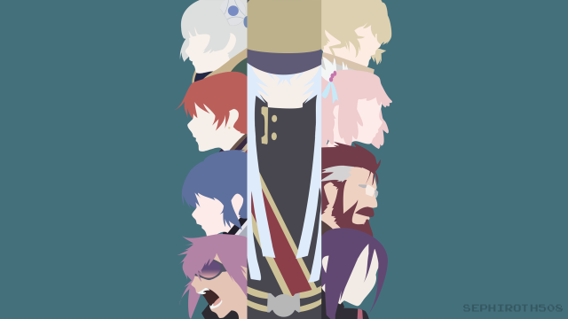 Anime characters group tilted heads free wallpaper - medium preview image