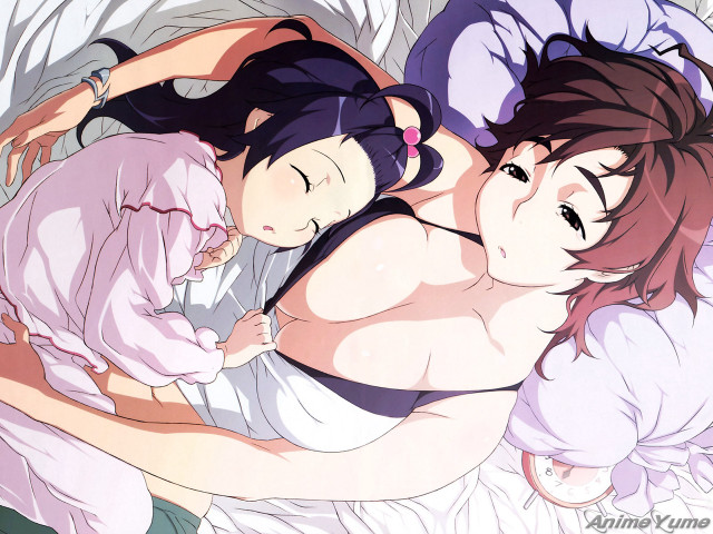 Two women bed bedroom pajamas free wallpaper - medium preview image