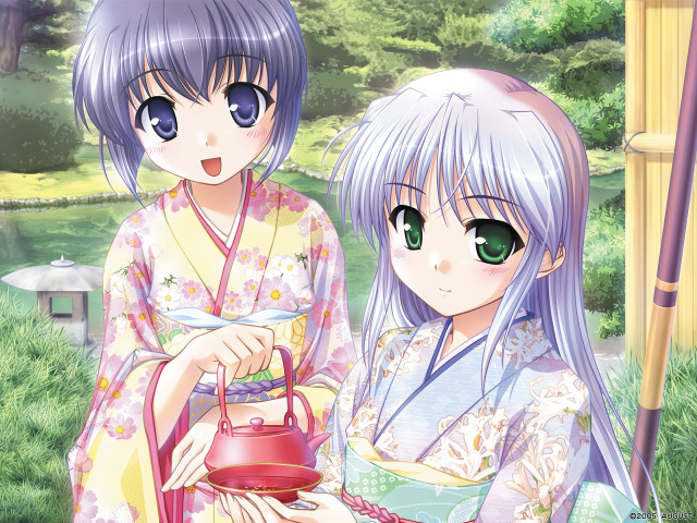 Two anime girls park bamboo free wallpaper - medium preview image