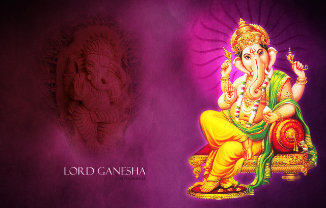Lord ganesha throne purple background free wallpaper - medium preview image