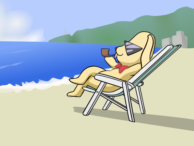 Cartoon dog beach ocean sunny free wallpaper - medium preview image