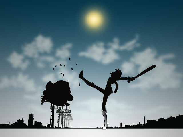 Woman statue city skyline moon free wallpaper - medium preview image