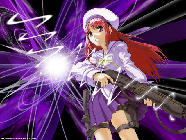 Girl with gun purple stars free wallpaper - medium preview image
