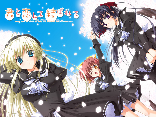 Anime girls snow falling blossoms free wallpaper - medium preview image