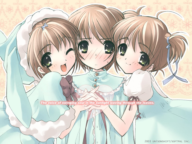 Three girls blue dresses hugging free wallpaper - medium preview image