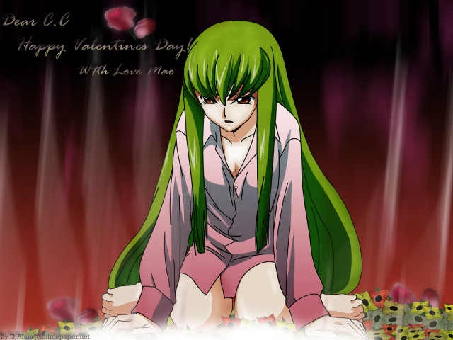 Green hair girl valentine anime free wallpaper - medium preview image