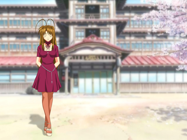 Girl cherryblossoms kyoto architecture blurry free wallpaper - medium preview image