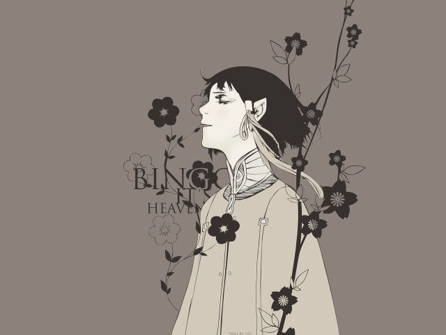 Gothic lineart flower woman branch free wallpaper - medium preview image