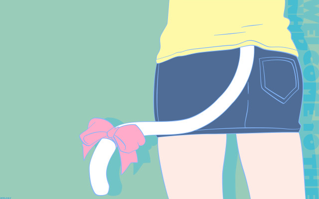 Yellow shirt cat tail bow free wallpaper - medium preview image