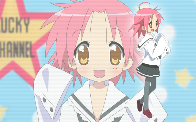 Pink haired girl star lucky free wallpaper - medium preview image
