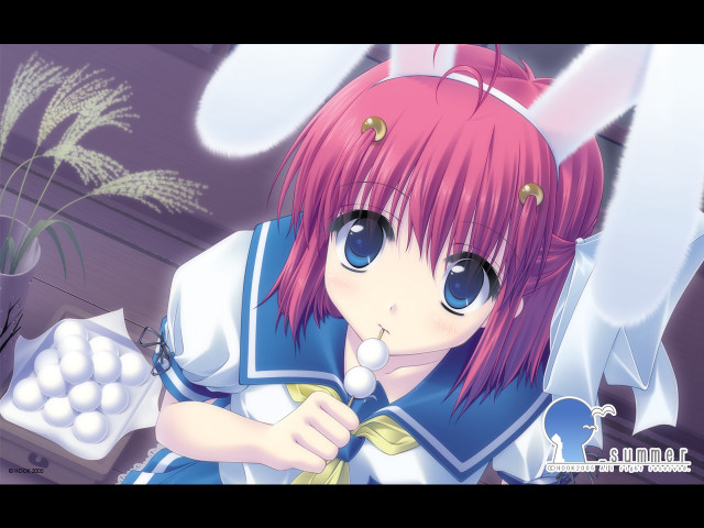 Anime girl pink hair bunny free wallpaper - medium preview image