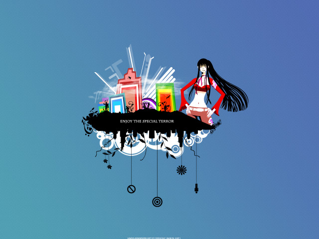 Woman clock city sky anime free wallpaper - medium preview image