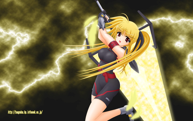 Anime girl lightning sword bardiche free wallpaper - medium preview image