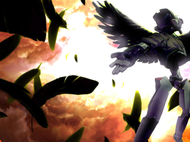 Cartoon winged flying bird clouds free wallpaper - medium preview image