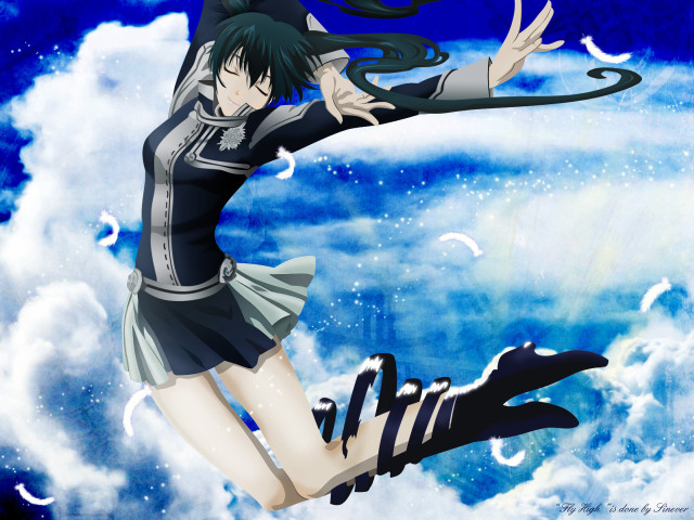 Girl flying clouds stars planet free wallpaper - medium preview image