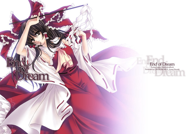 Reimu miko red white dress free wallpaper - medium preview image
