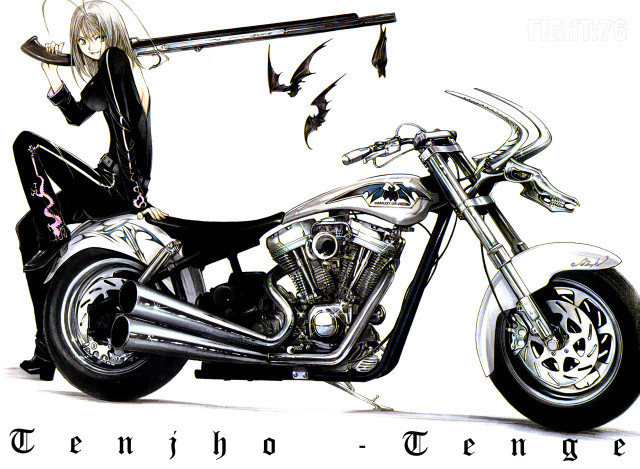 Woman motorcycle birds gothic manga free wallpaper - medium preview image