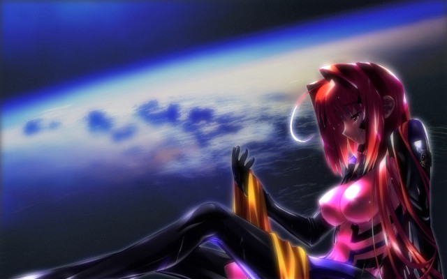 Woman sitting planet sky clouds free wallpaper - medium preview image
