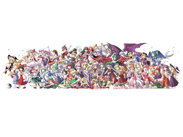 Touhou characters epic group white free wallpaper - medium preview image