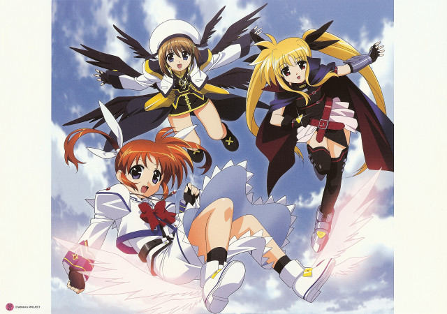 Anime girls flying wings cape free wallpaper - medium preview image