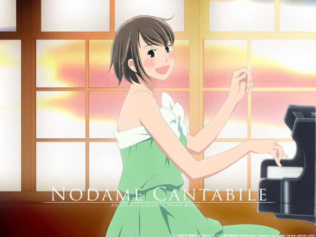 Woman green dress piano sunset free wallpaper - medium preview image