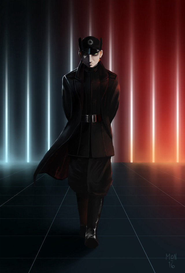 Man black uniform hologram red free wallpaper - medium preview image